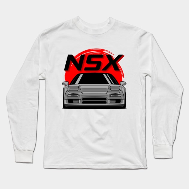 Silver NSX MK1 Front JDM Long Sleeve T-Shirt by GoldenTuners